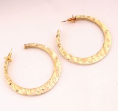 Hammered Round Hoop earring, Brass with 22k gold plated, Brass Jewelry